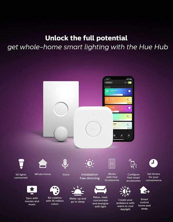Philips Hue White and Colour Ambiance 3-Bulb Starter Kit with
