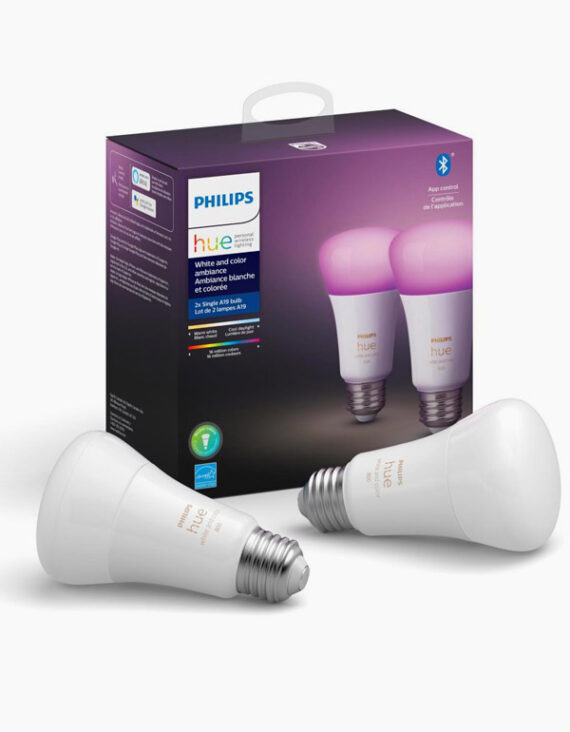 Philips Hue White & Colour Ambiance Bulbs, 800 lm, 2-pack